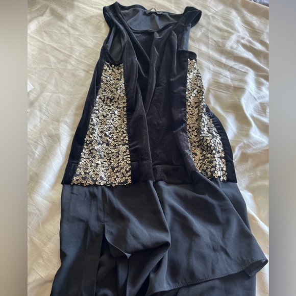 THML Black Velvet with Sequin Accent Mini Dress - Picture 2 of 8